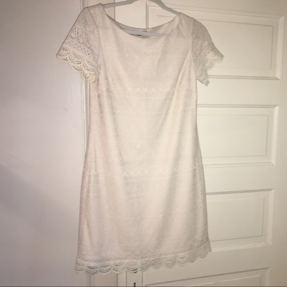 NWT Maggie London Cream Lace Sheath Dress 6