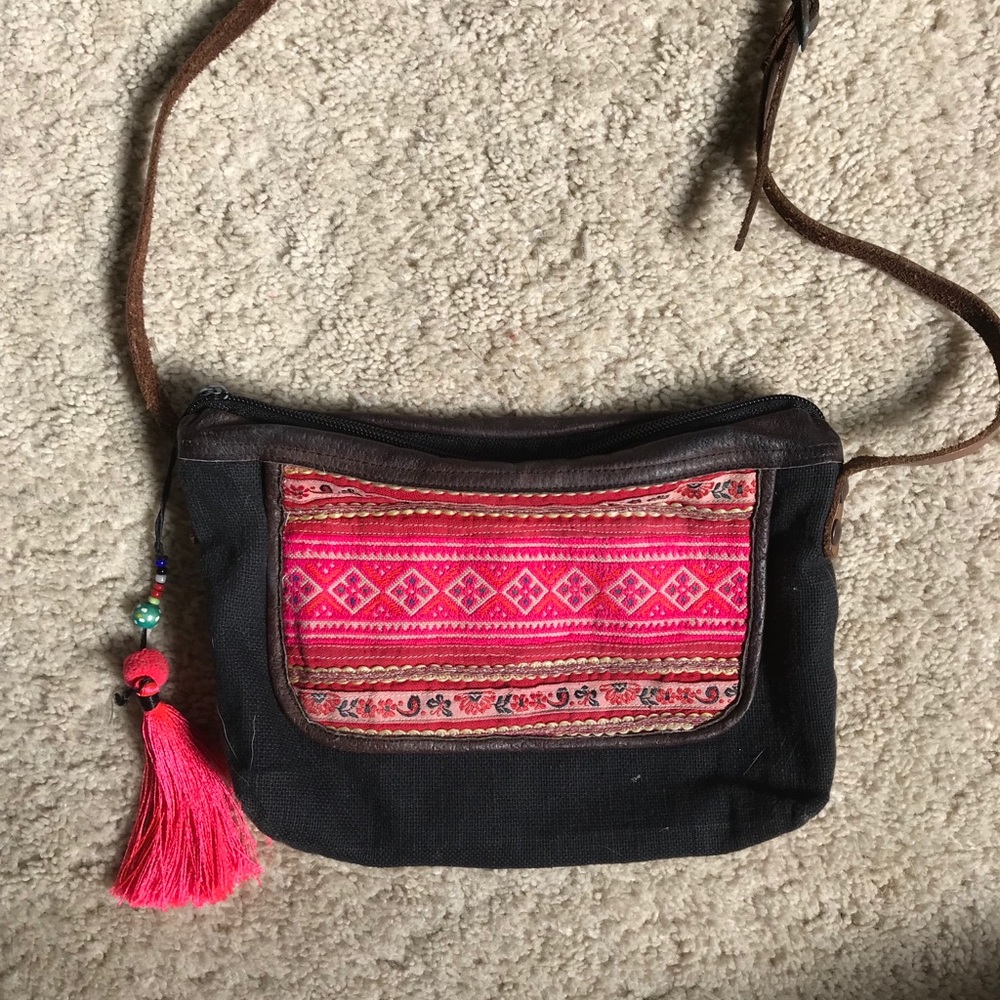 Mini Leather and Fabric Crossbody