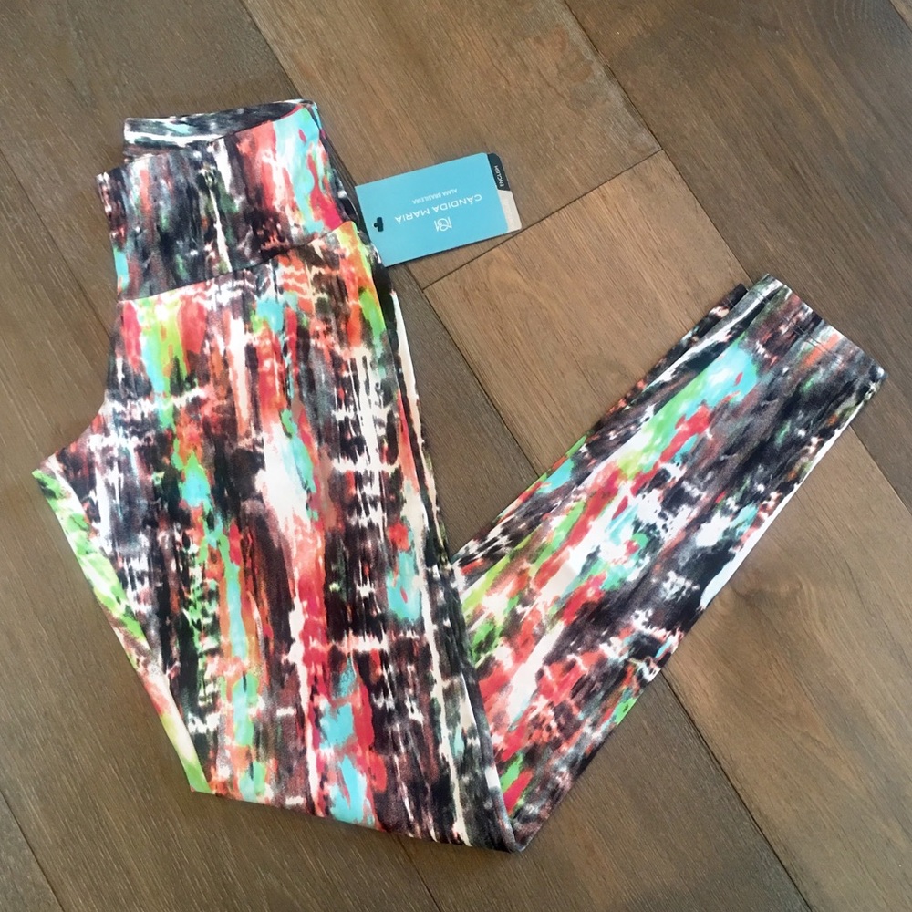 Multicolored Abstract Brushstroke Design Leggings