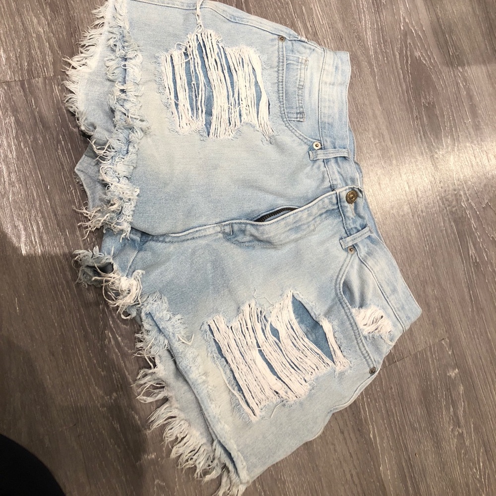 Ripped jean shorts