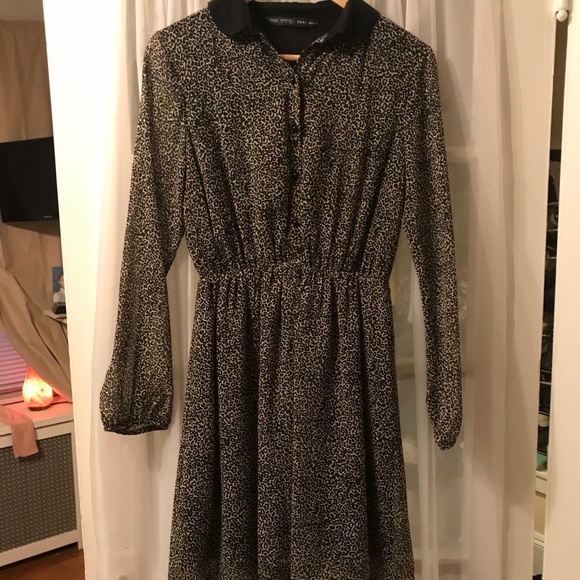 ZARA long sleeved leopard print dress - s - Picture 1 of 5