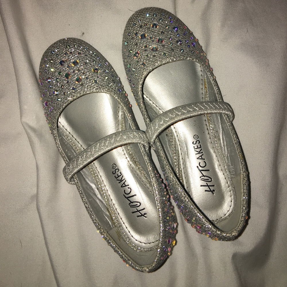 Little girls sequin wedding shoes