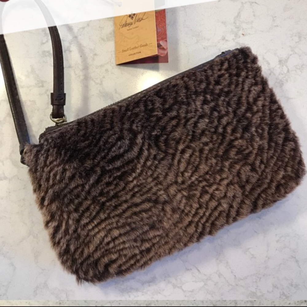 NWT Patricia Nash Leather and Shearling Clutch
