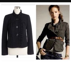 J. Crew Gray Wool Ruffle Button Jacket Size 10