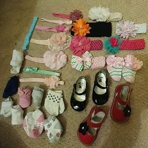 Baby girl shoe and headband lot