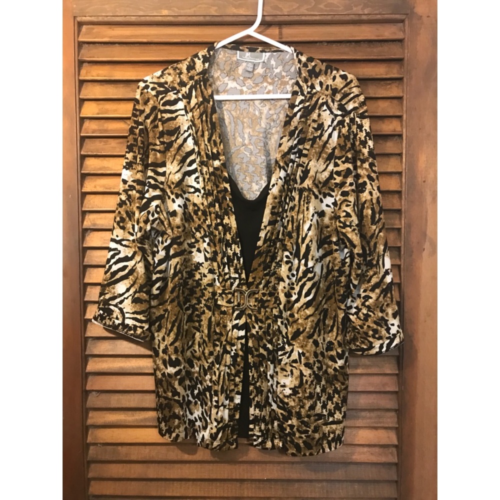 JM Collection Plus Size Cheetah Print Top