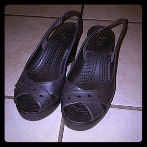 Crocs wedge peep toe sandals