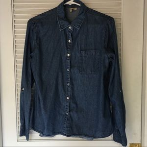 Blue Denim Button Up Top Size L