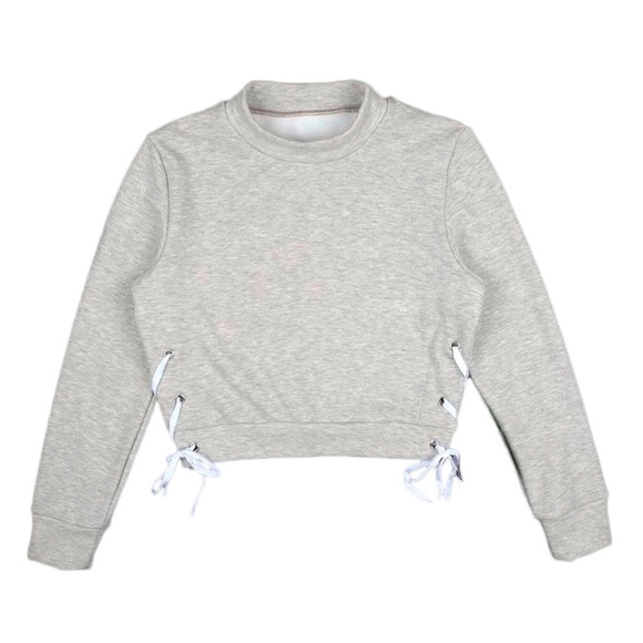 ❄️ CLEARANCE! 'Iman' Gray Lace Up Sweatshirt - Picture 4 of 6