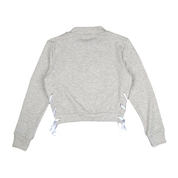 ❄️ CLEARANCE! 'Iman' Gray Lace Up Sweatshirt - Picture 5 of 6