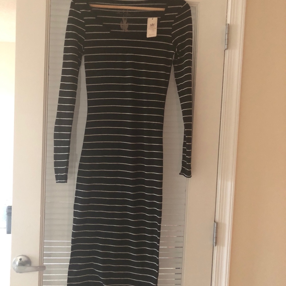 Full length black striped dress