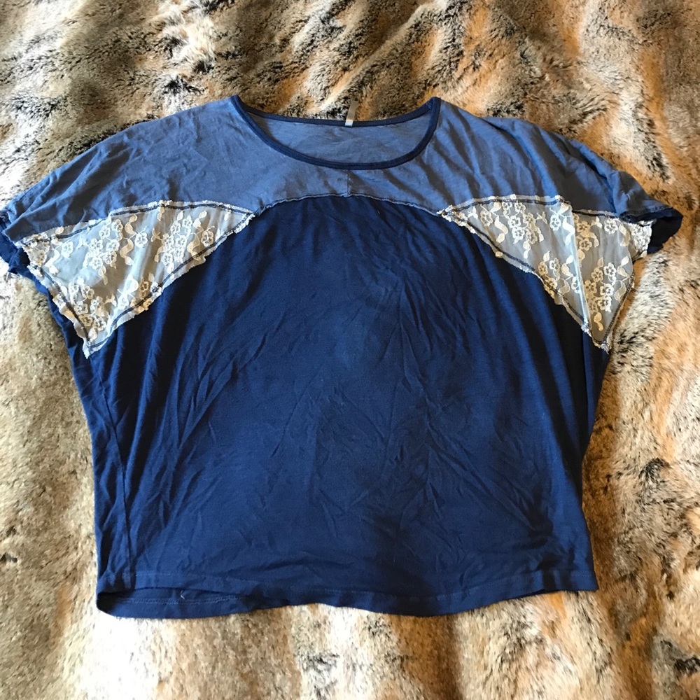 Blue top with lace detailing