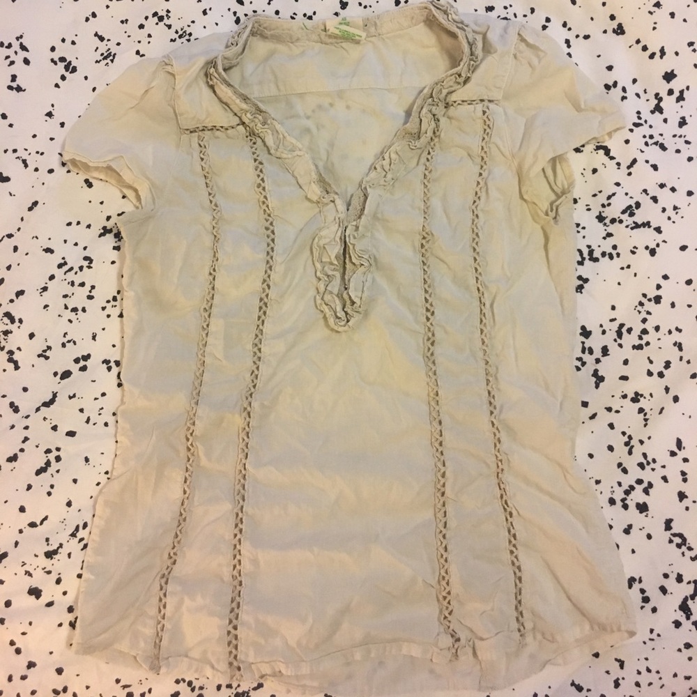 Urban outfitters Cream ruffled blouse