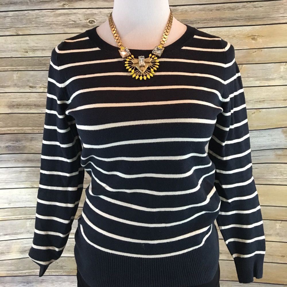 J. Crew navy stripe crew neck sweater.