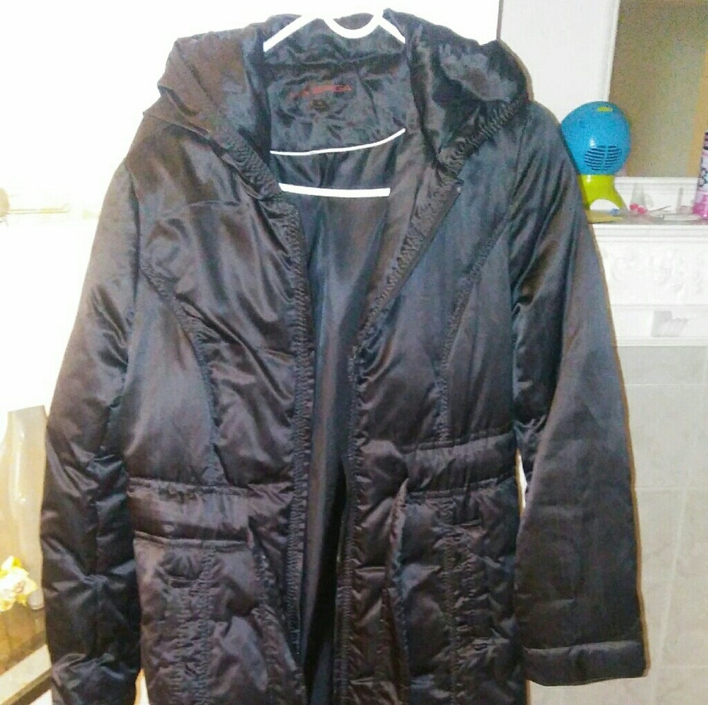 Long black belted coat
