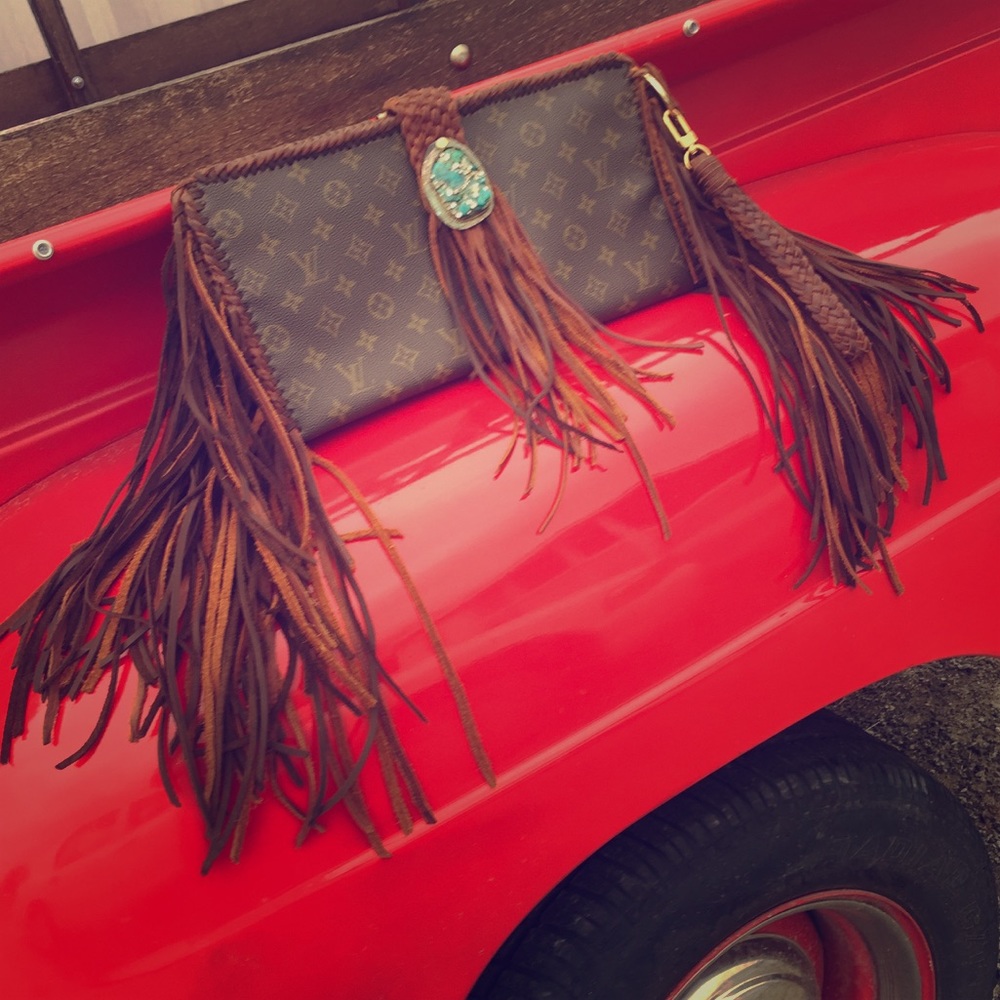 Fern Fringed Up Cycled Clutch SOLD!!!