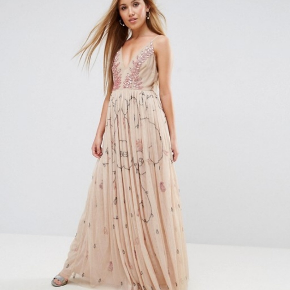 Maya Plunge Embellished Maxi Dress