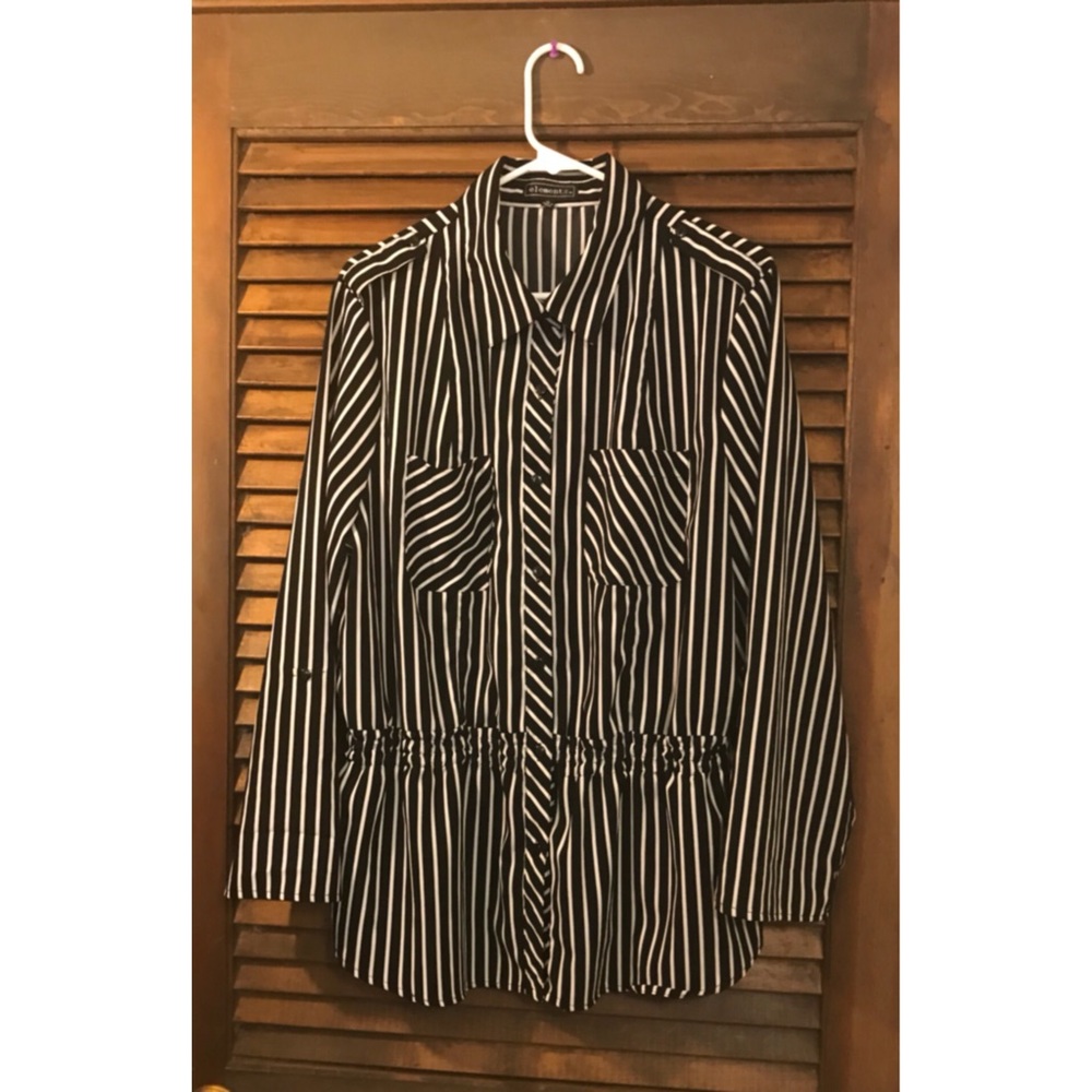 Black and White Plus Size Button Down Top