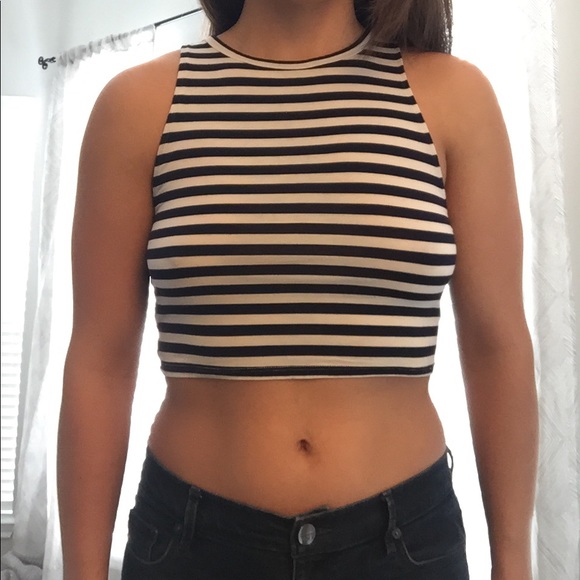 Aerie super-soft blue-white-striped cropped top - Picture 2 of 6