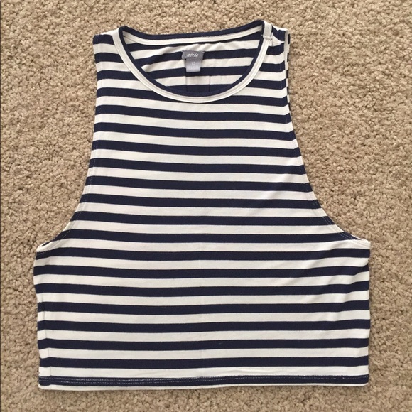 Aerie super-soft blue-white-striped cropped top - Picture 4 of 6
