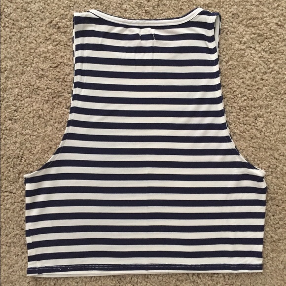 Aerie super-soft blue-white-striped cropped top - Picture 5 of 6