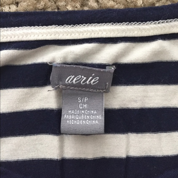 Aerie super-soft blue-white-striped cropped top - Picture 6 of 6