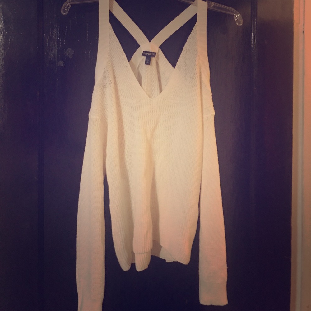 Cream Open Shoulder Sweater