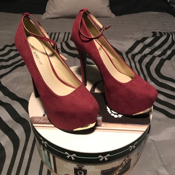 JustFab Size 8 Wine Platform Heels - Picture 1 of 4