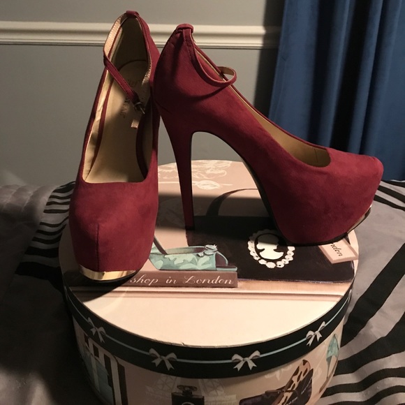 JustFab Size 8 Wine Platform Heels - Picture 4 of 4