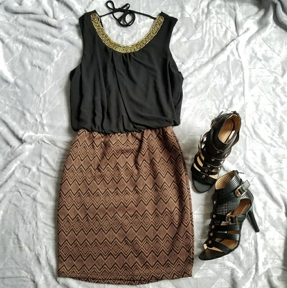 Black and Brown Cocktail Dress