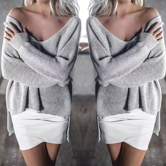 'Mia' V-Neck High Low Sweater - Picture 7 of 8