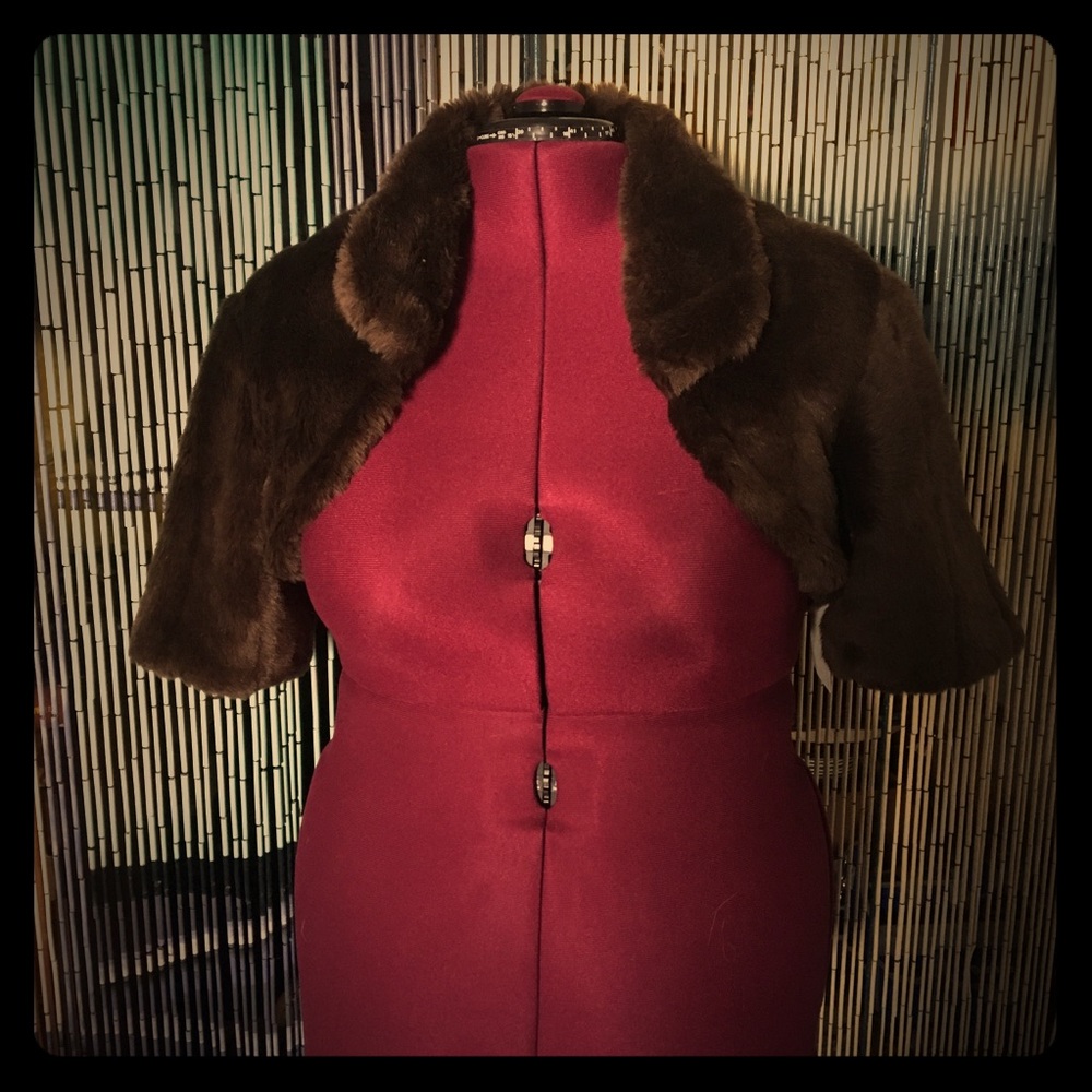 Brown faux fur bolero XL from Tulip Bridal