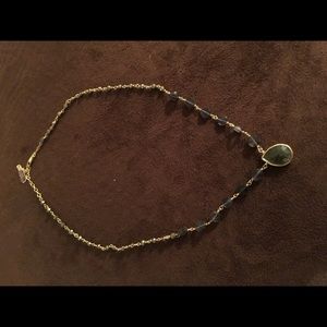 (Never worn) Navy Blue Moonstone Teardrop Pendant