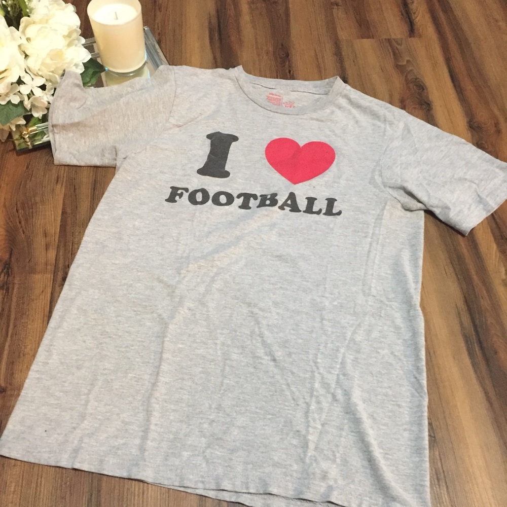 I Heart Football Basic Grey Tee - #083
