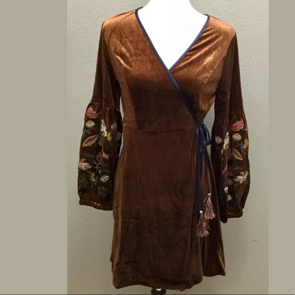 Entro Brown Velvet Dress NWT - Picture 2 of 8