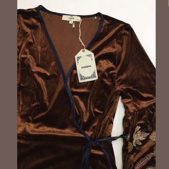 Entro Brown Velvet Dress NWT - Picture 7 of 8