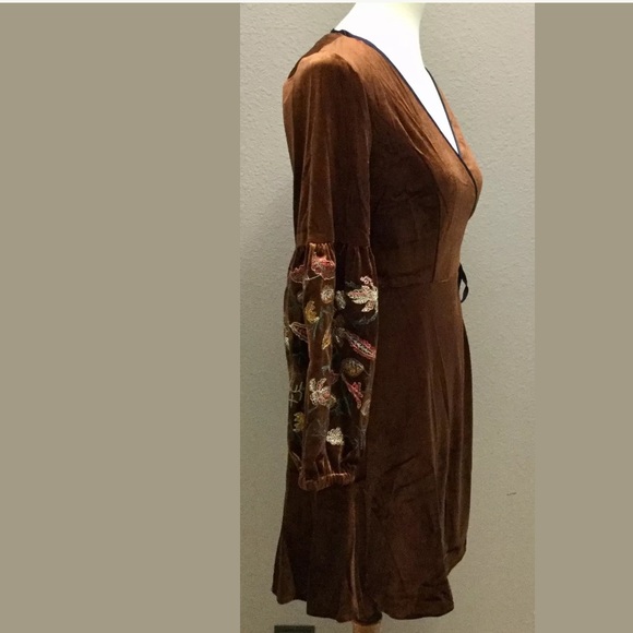 Entro Brown Velvet Dress NWT - Picture 3 of 8