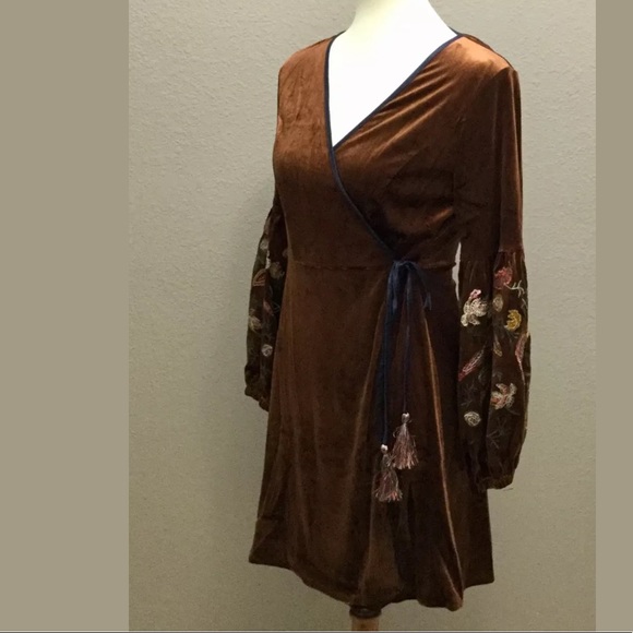 Entro Brown Velvet Dress NWT - Picture 4 of 8