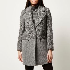 River Island Gray Faux Fur Oversized Coat-size 6