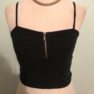 Guess black zipper crop top