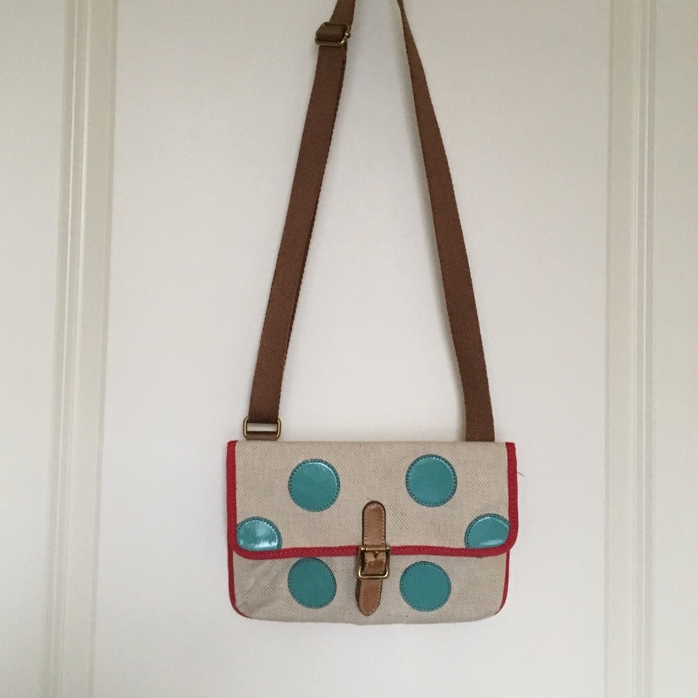 Fossil Pink and Blue Polka Dot Mini Cross Body Bag