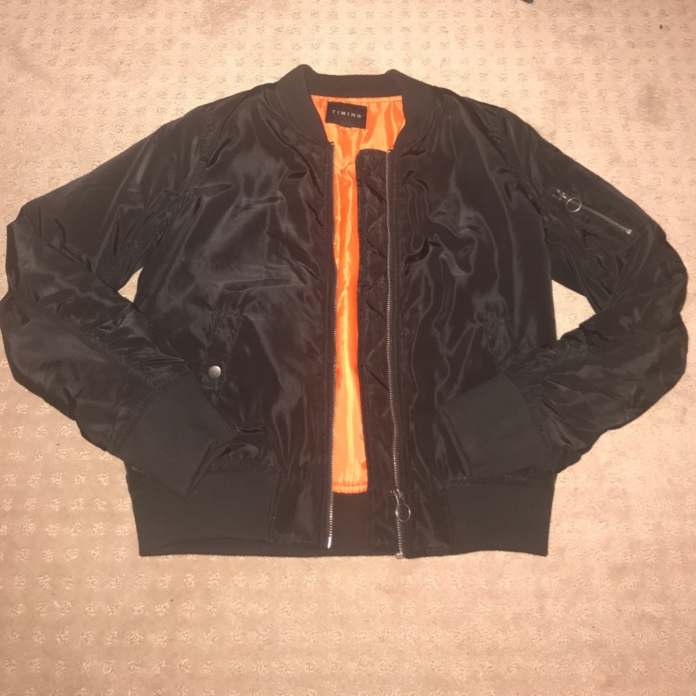 Satin black bomber jacket