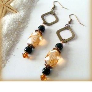 Amber crystal Beaded earrings new
