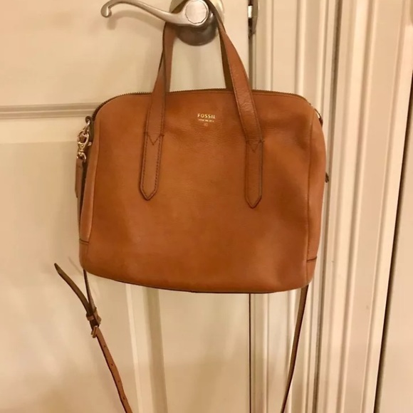 fossil sydney satchel camel