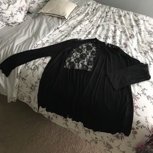 Lacy Back Cardigan in Black Size XL