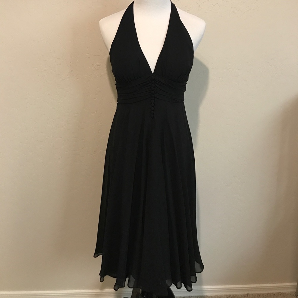White House Black Market Black Halter Dress Size 0