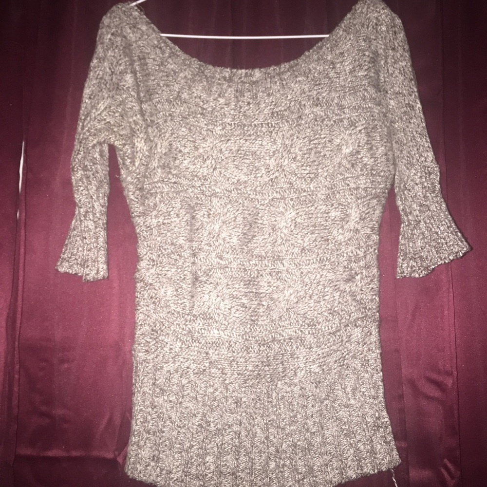 Sweater grayish  American Flag off the shoulder