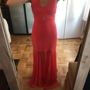 BCBG Cut-out Gown with Sheer Bottom, Salmon, Sz 4