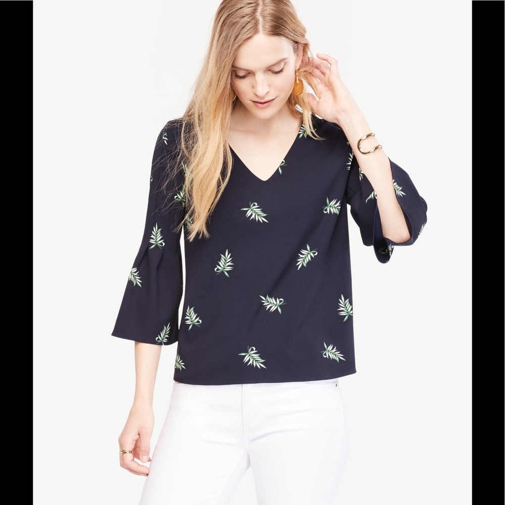 Ann Taylor Leaf Fluted Sleeve Top