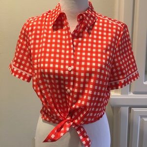 Draper James orange/red gingham shirt